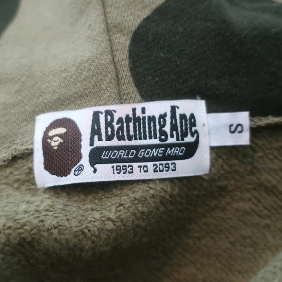 A Bathing Ape Camo Full Zip Hoodie Sweatshirt Green Size Small - Picture 6 of 9